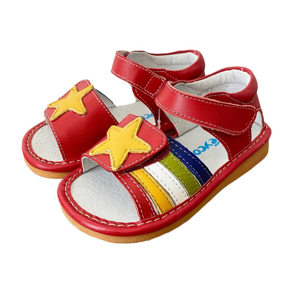 NEW ⭐️ Red/Multicolor Star Squeaky Sandal - Multiple Toddler Sizes
